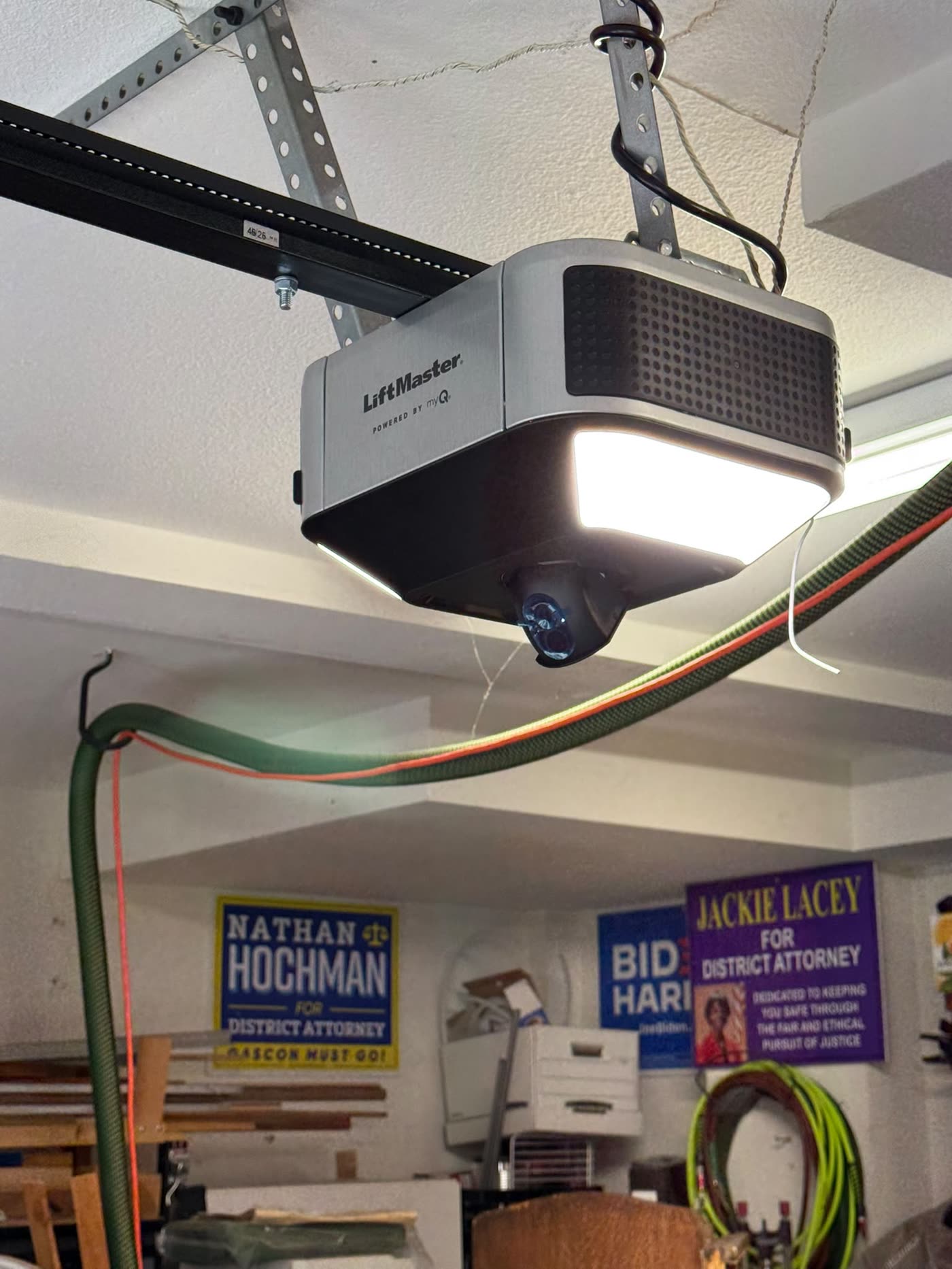 New LiftMaster smart opener with built-in camera installed in the same garage
